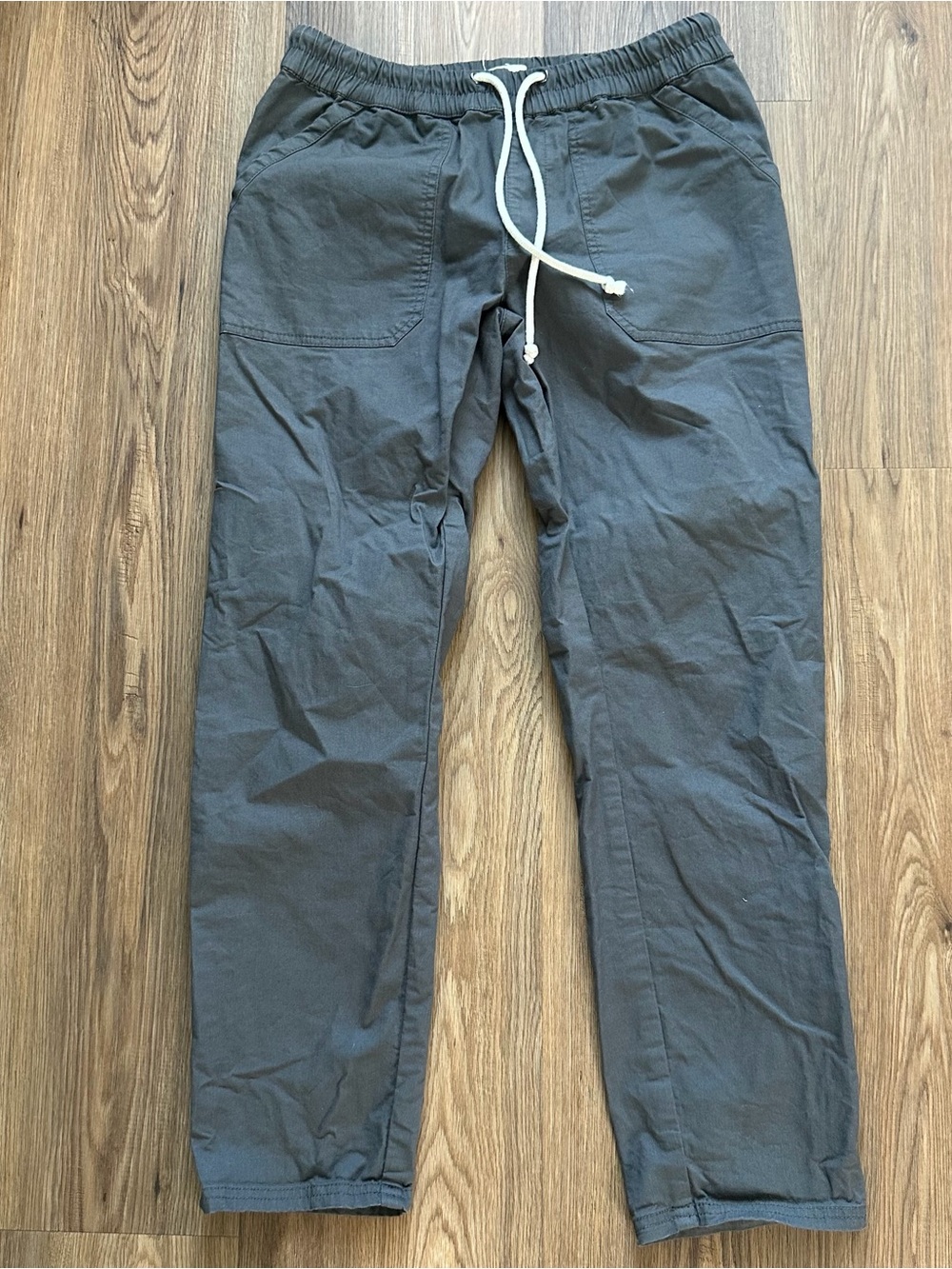 Pact Organic Cotton Daily Twill Pant Gray Womens Medium Pull On Casual Granola